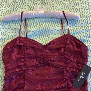Burgundy Ruche Lulu’s mini dress